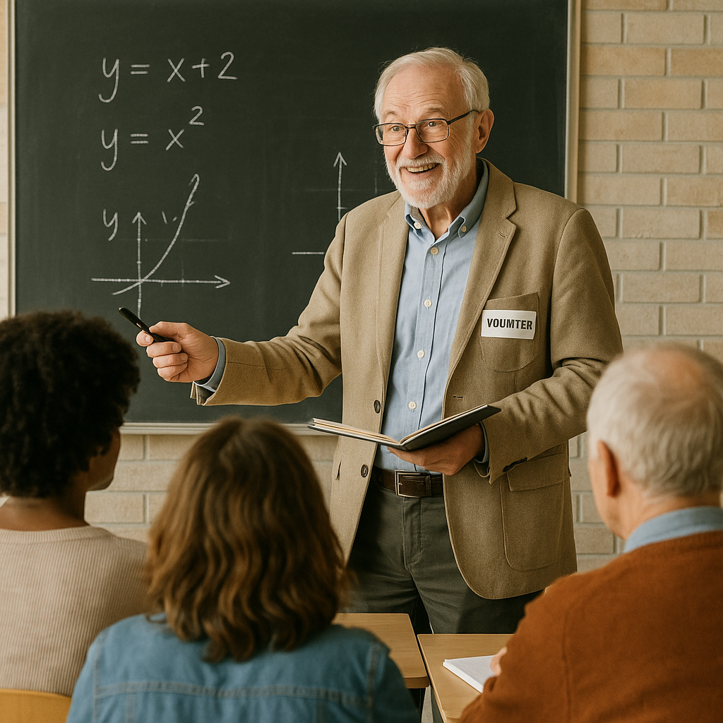 Professor voluntário dando aula